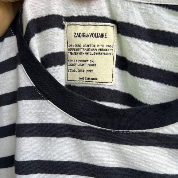 Zadig & Voltaire Striped Crew Neck T-Shirt - Picture 7 of 8